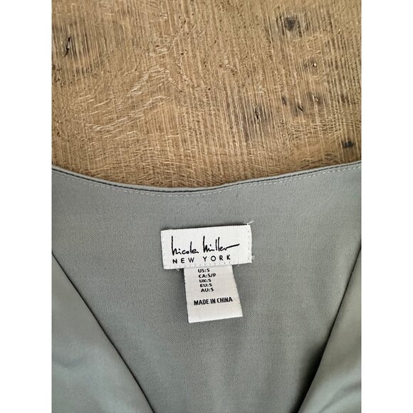 Nicole Miller Gray Satin Faux Wrap Dress - Picture 4 of 6